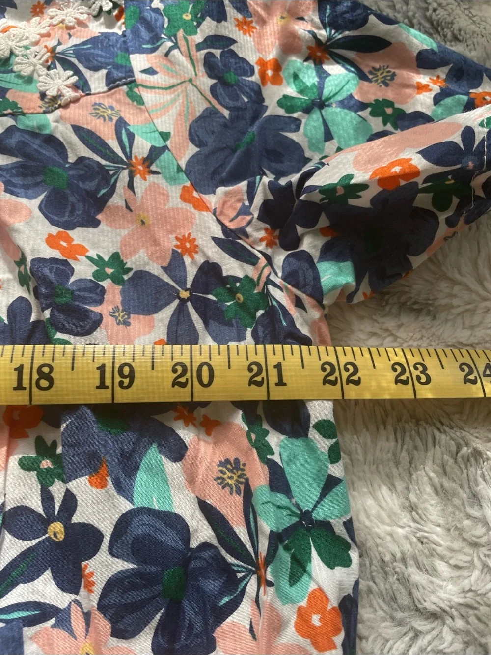 Aviier Women’s Floral Button-Front Robe (nightgown)- Navy, Pink & Green XL